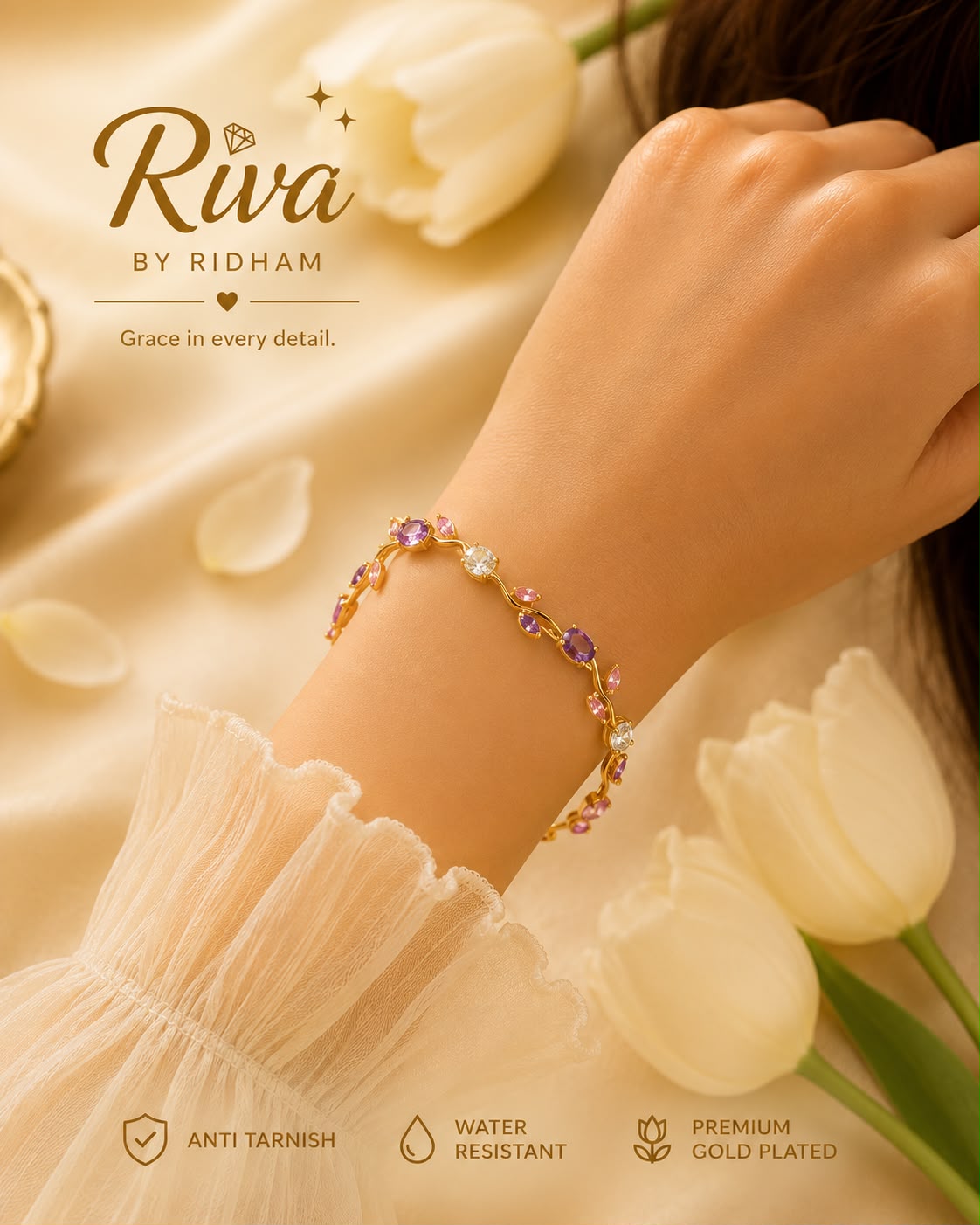 Purple-white Tulip Bracelet