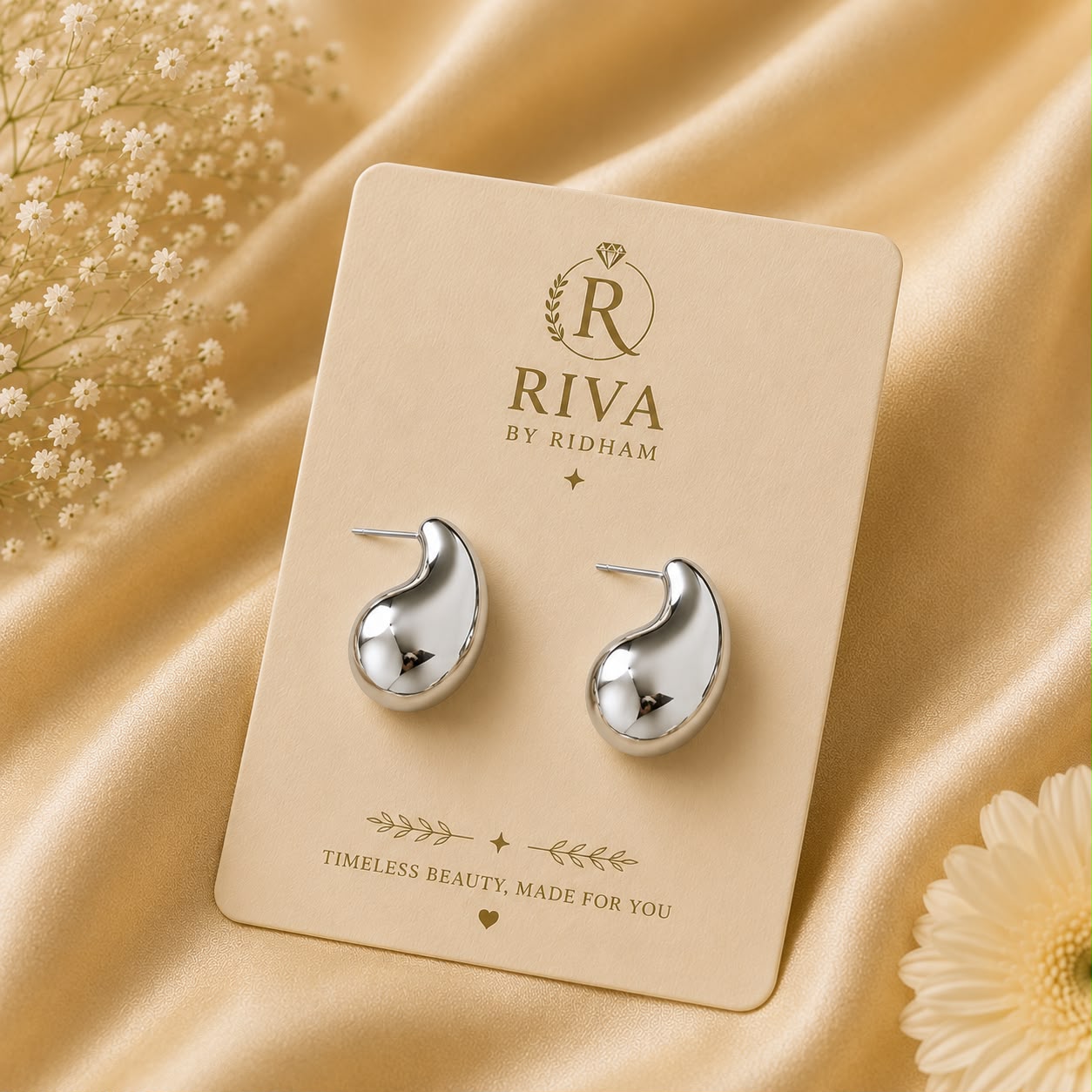 Chunky Dome shaped Silver Earnings