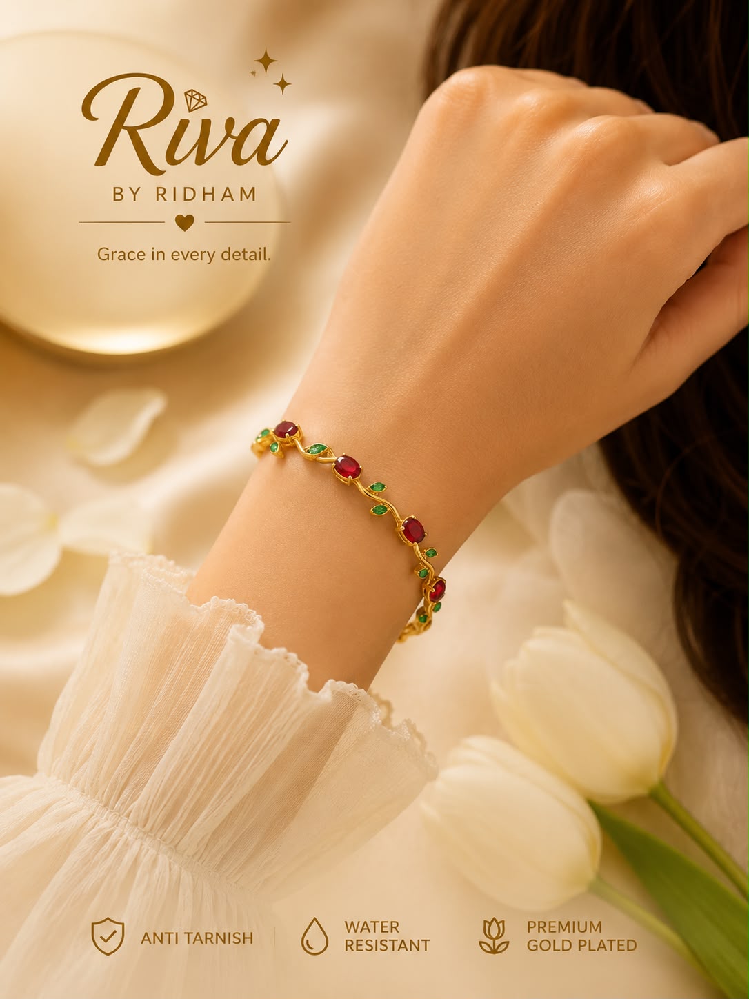 Red-Green Tulip Bracelet