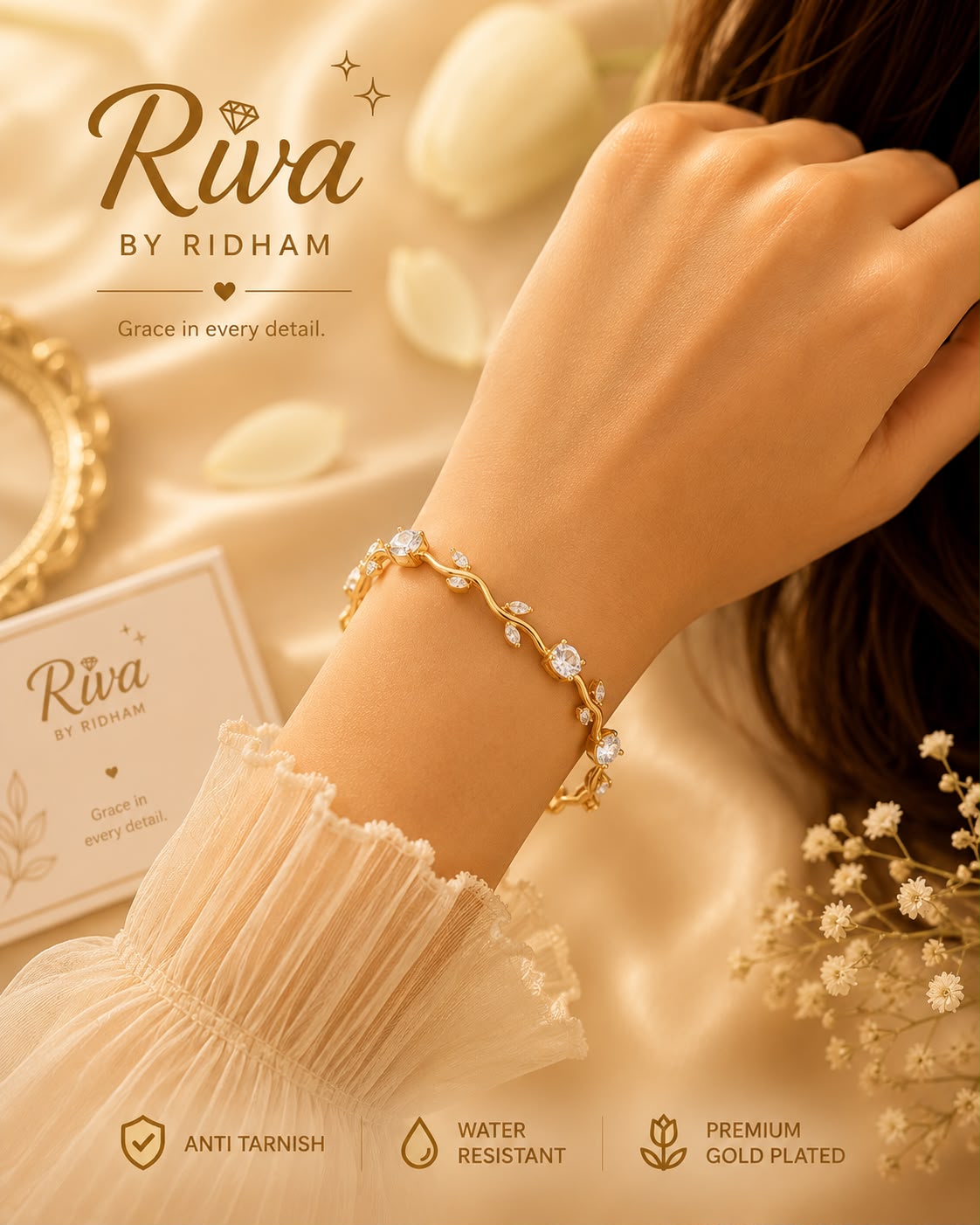 Tulip White-Golden Bracelet
