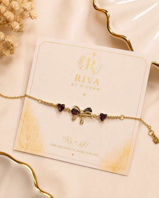 Purple stone Bow Bracelet